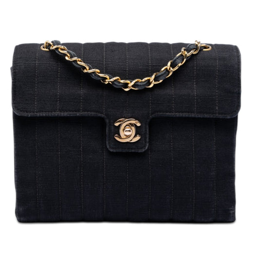 CC Vertical Quilted Nylon Grosgrain Single Flap - Image 1