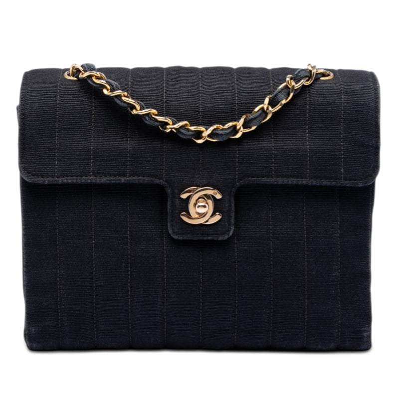 CC Vertical Quilted Nylon Grosgrain Single Flap