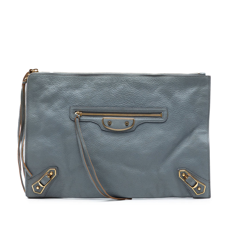 Goatskin Motocross Classic Metallic Edge Clutch