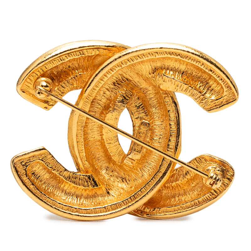 Gold Plated Quilted CC Brooch - Image 2