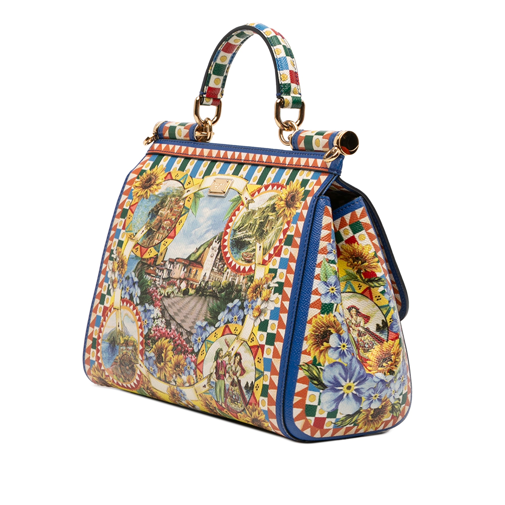 Medium Floral Printed Leather Miss Sicily Satchel - Image 2