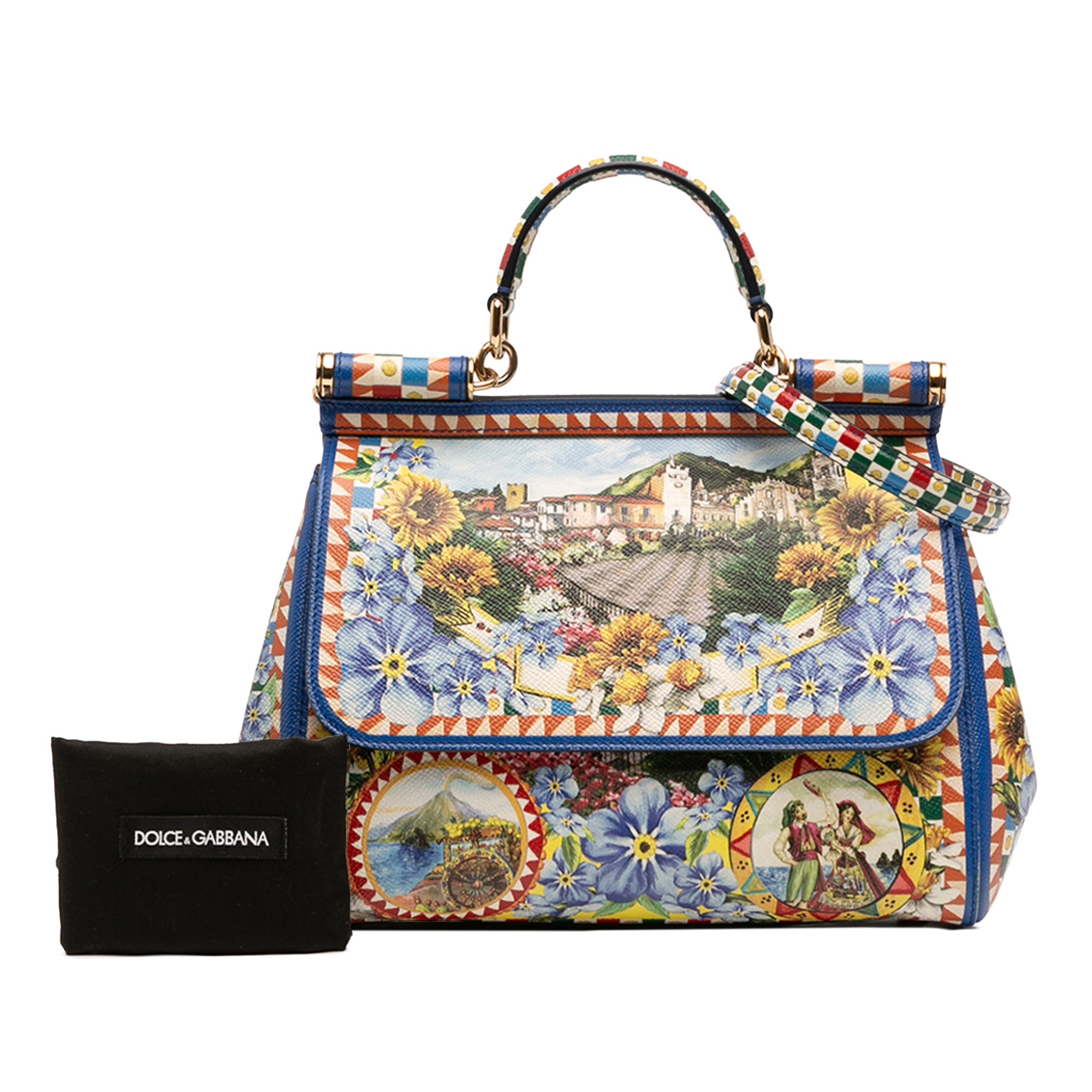 Medium Floral Printed Leather Miss Sicily Satchel - Image 7