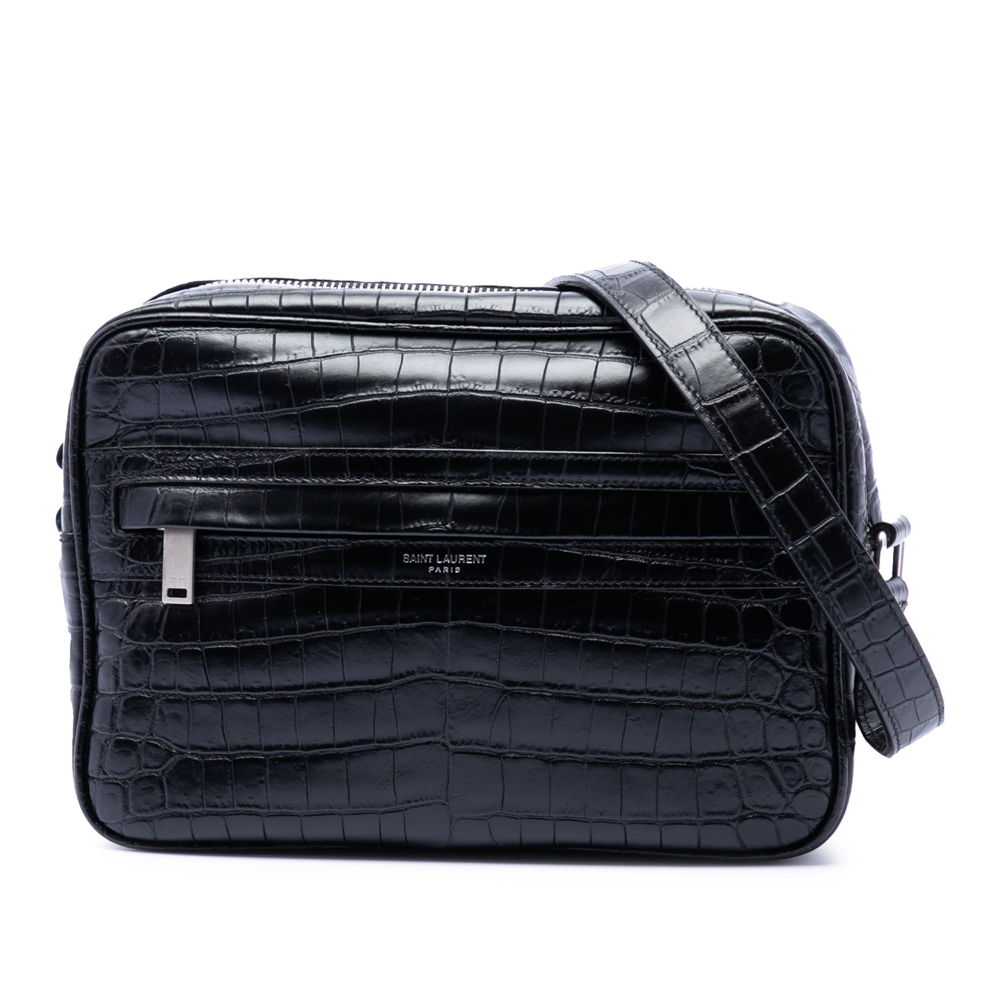 Crocodile Embossed Leather Camp Camera Bag - Image 1