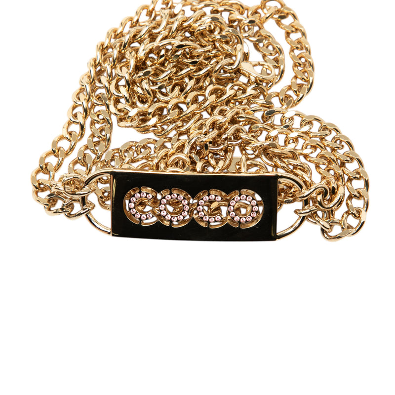Gold Plated Strass Coco Plaque Double Chain Belt - Image 4