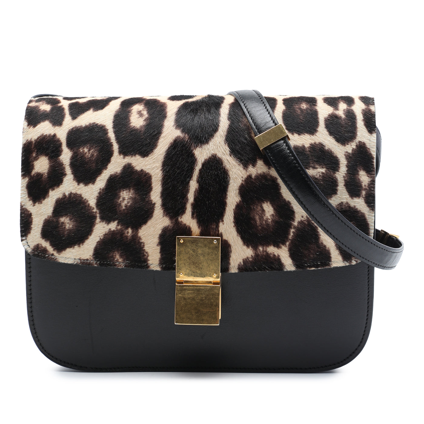 Medium Calfskin and Leopard Print Pony Hair Classic Box - Image 1