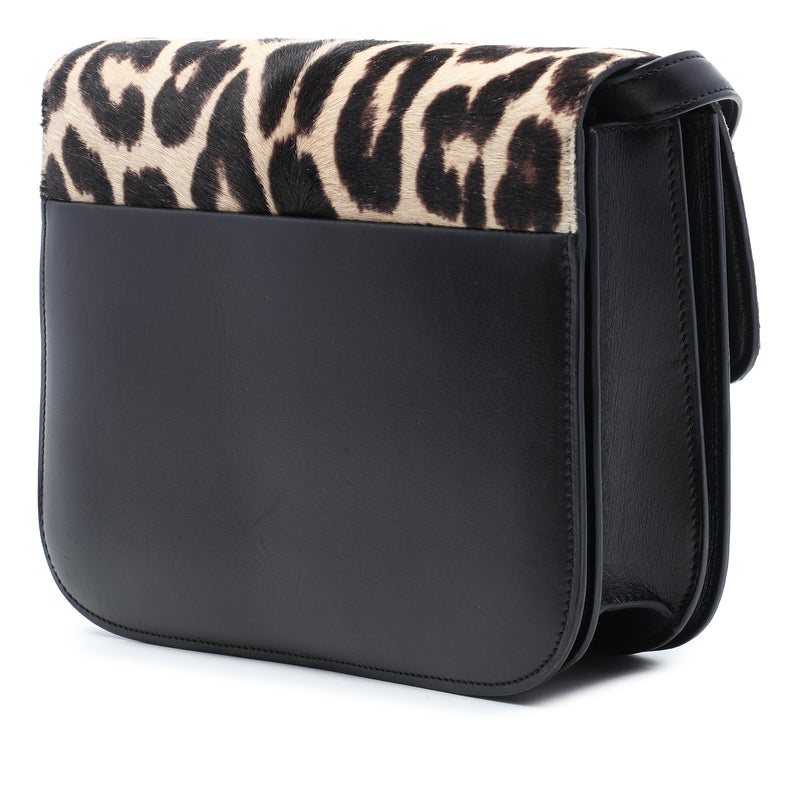 Medium Calfskin and Leopard Print Pony Hair Classic Box - Image 2