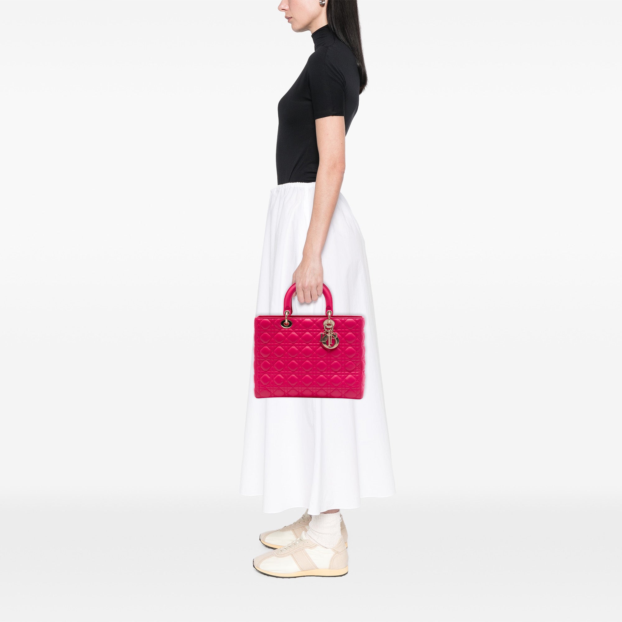 Large Lambskin Cannage Lady Dior - Image 6