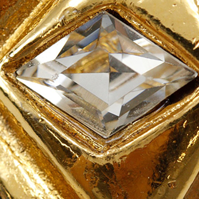 Gold Plated Strass Diamond Shape Clip On Earrings - Image 11