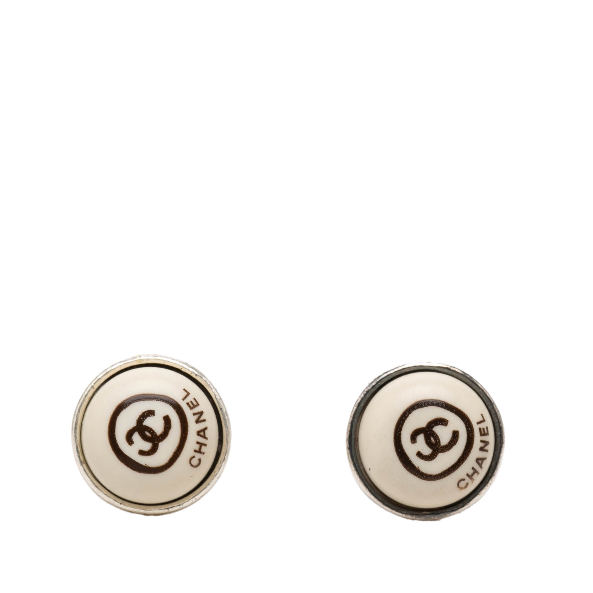 CC Brass Enamel Round Push Back Earrings - Image 1