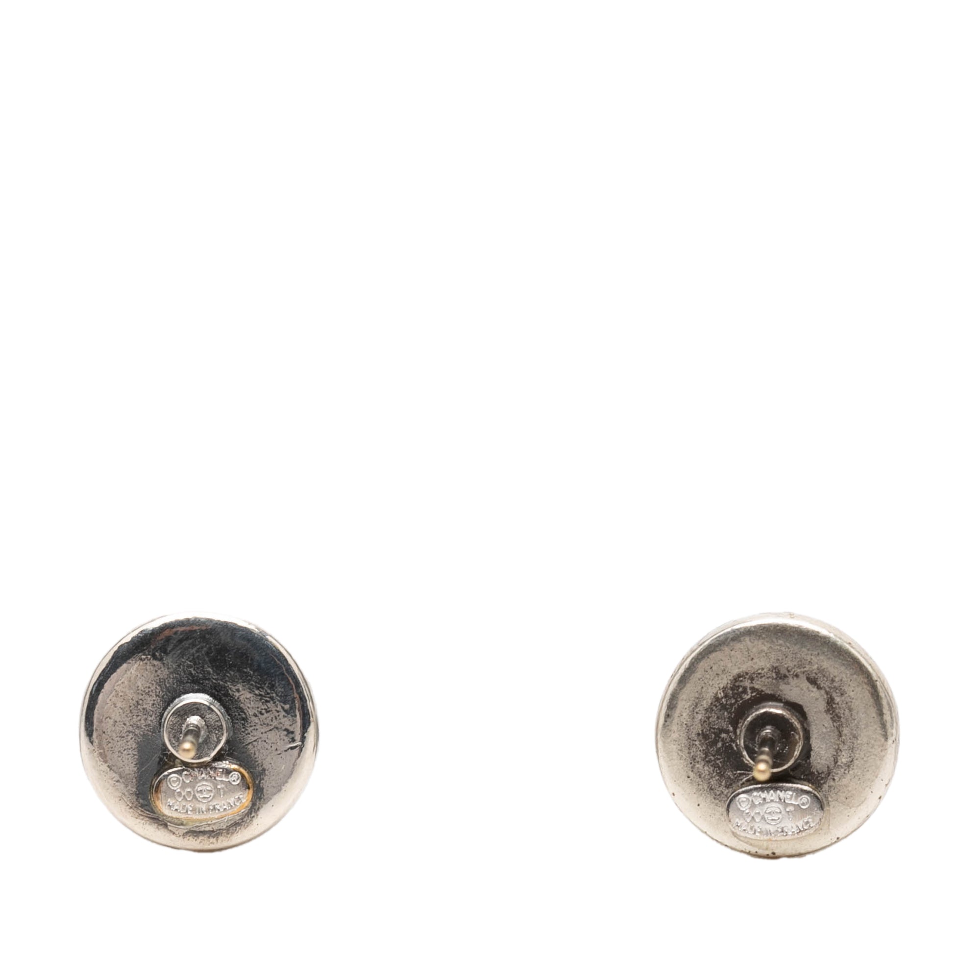CC Brass Enamel Round Push Back Earrings - Image 2