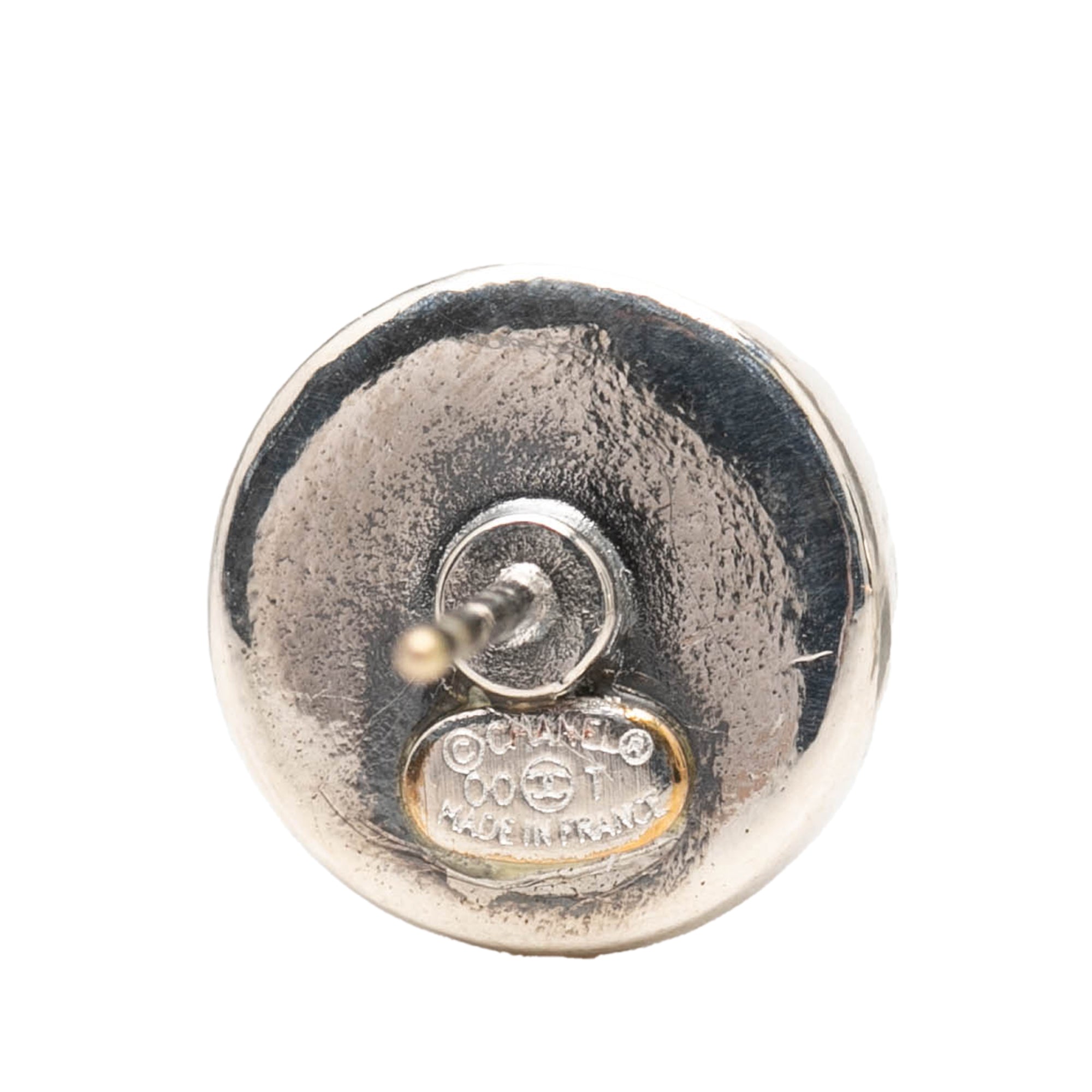 CC Brass Enamel Round Push Back Earrings - Image 3