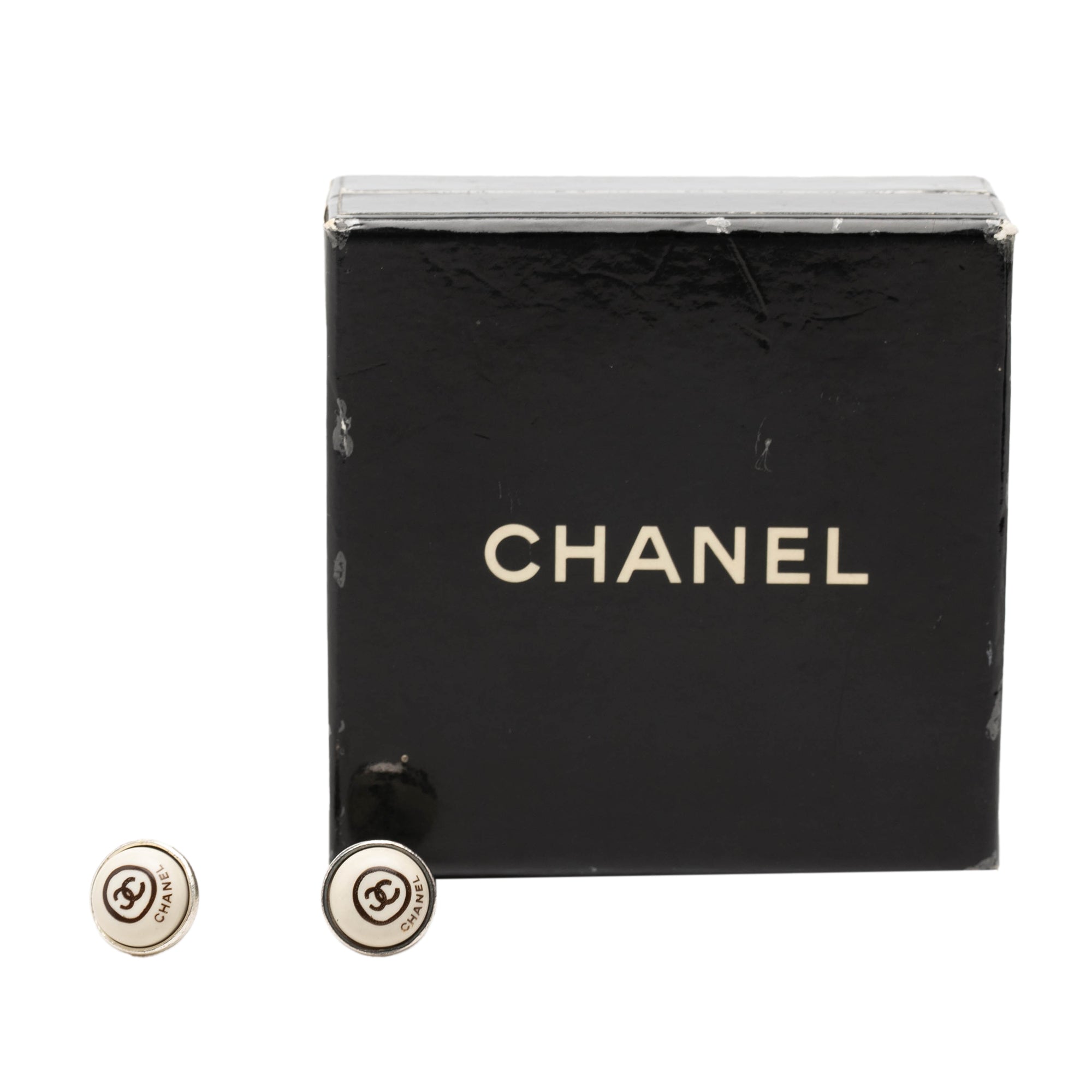 CC Brass Enamel Round Push Back Earrings - Image 4