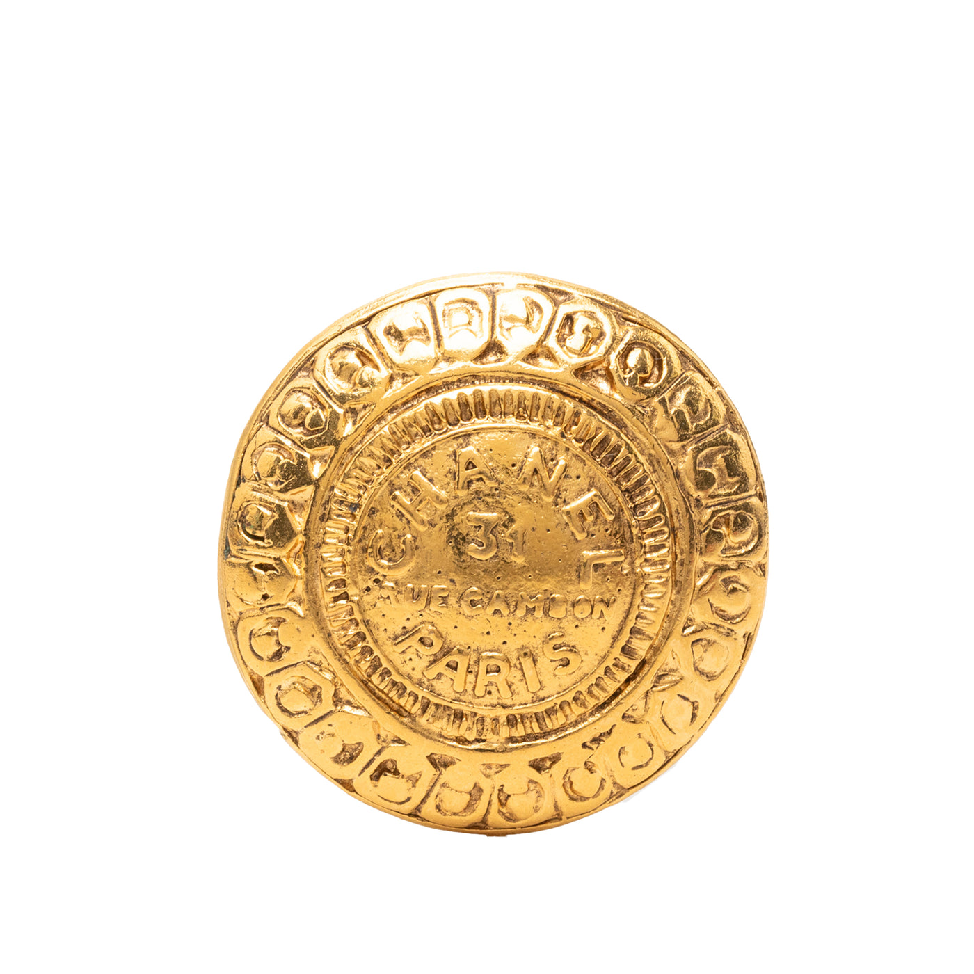 Gold Plated 31 Rue Cambon Medallion Brooch - Image 1