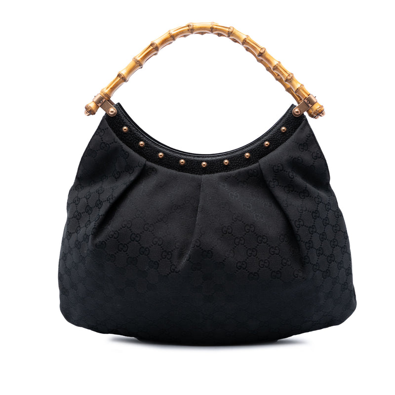 GG Canvas Bamboo Studded Hobo