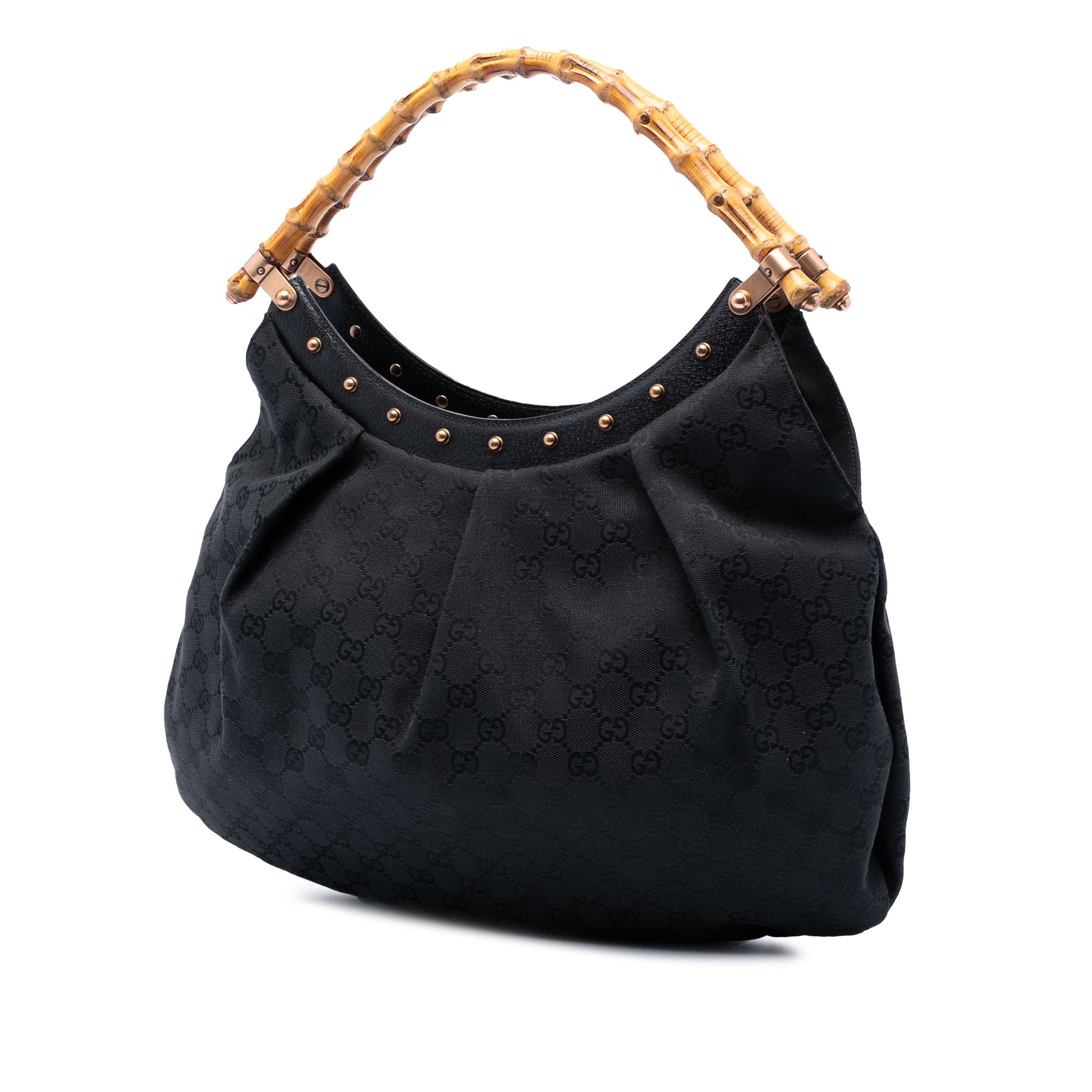 GG Canvas Bamboo Studded Hobo - Image 2