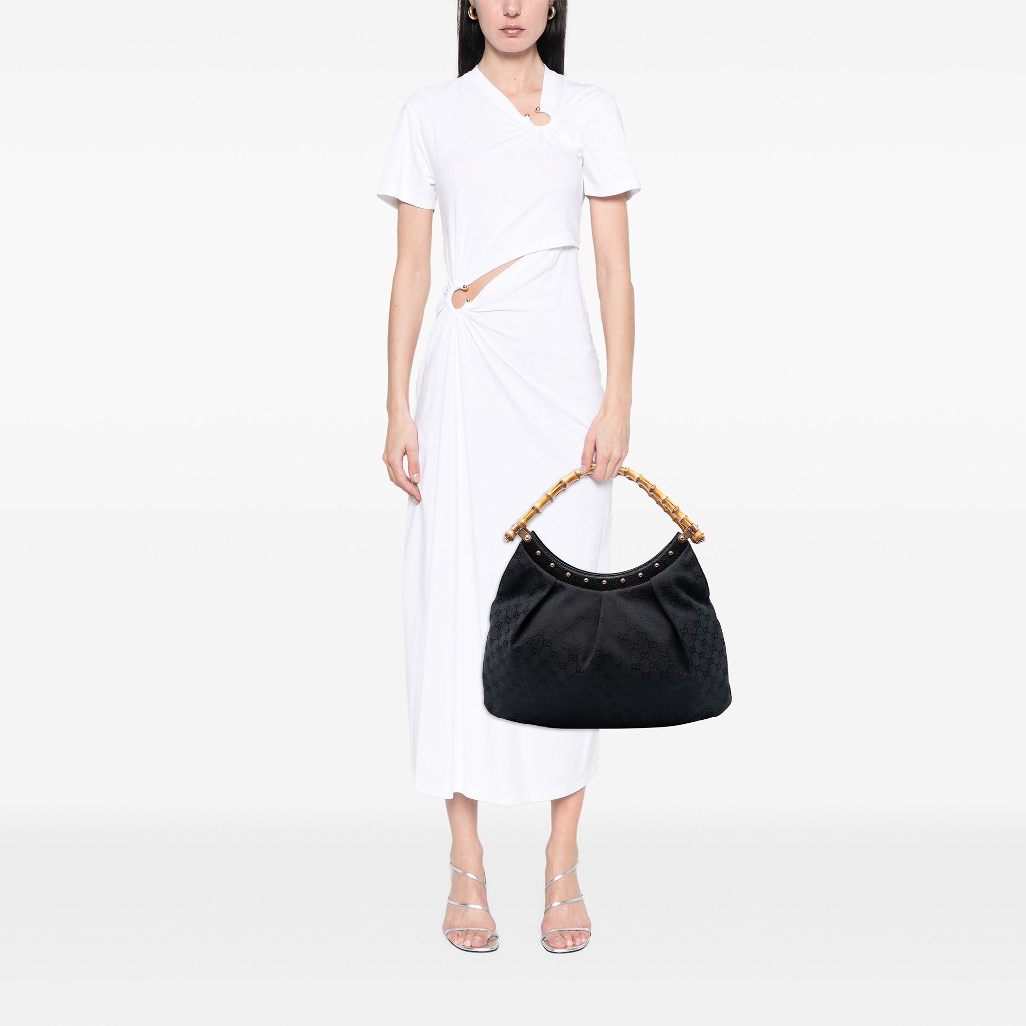 GG Canvas Bamboo Studded Hobo - Image 5