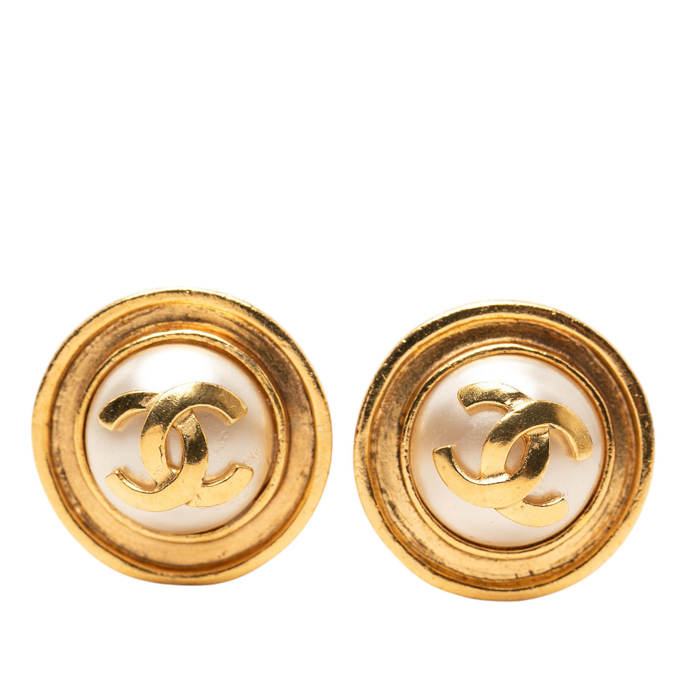CC Gold Plated Faux Pearl Clip on Earrings - Image 1