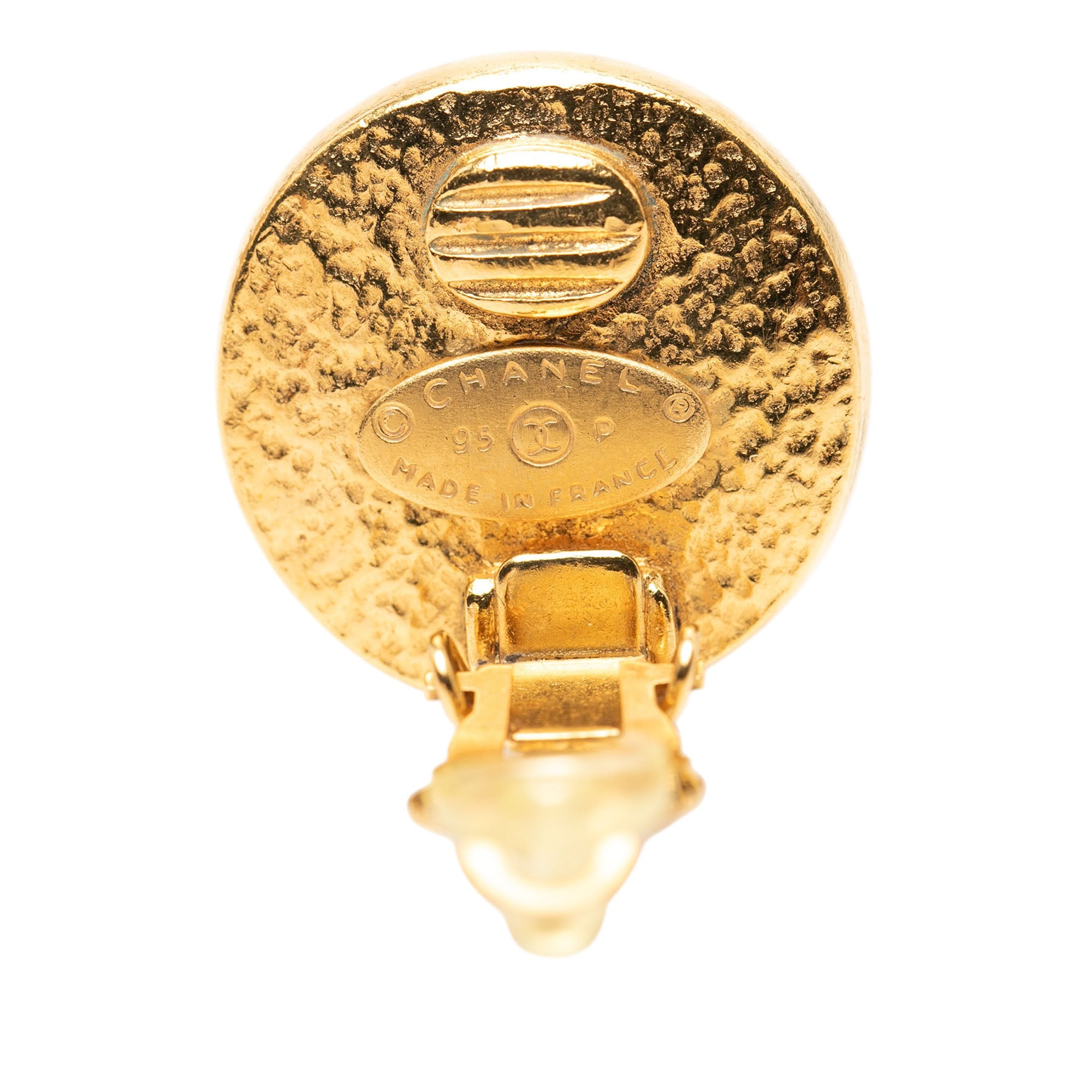 CC Gold Plated Faux Pearl Clip on Earrings - Image 3