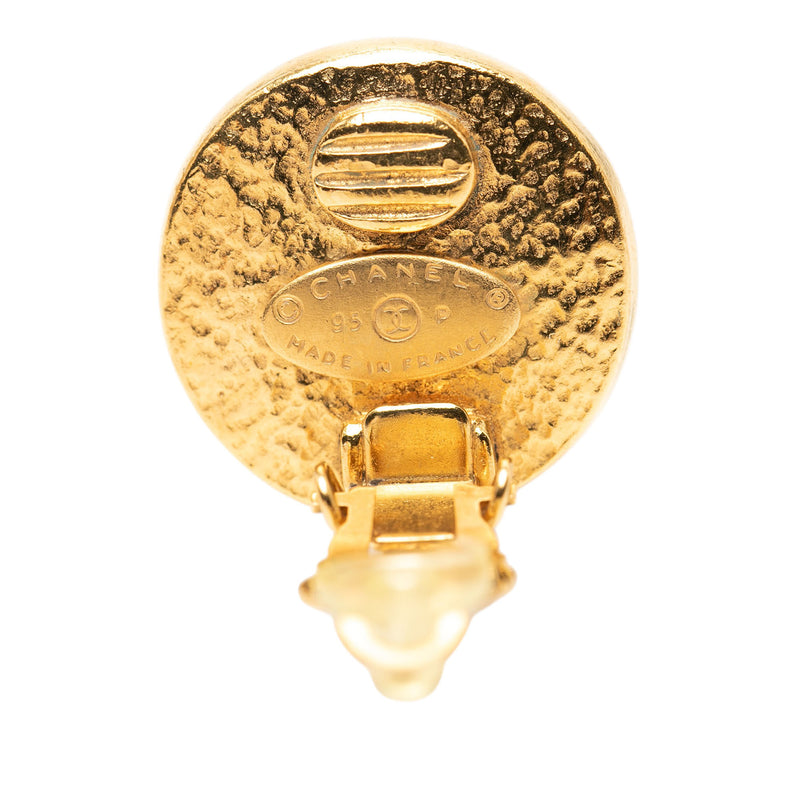 CC Gold Plated Faux Pearl Clip on Earrings - Image 3