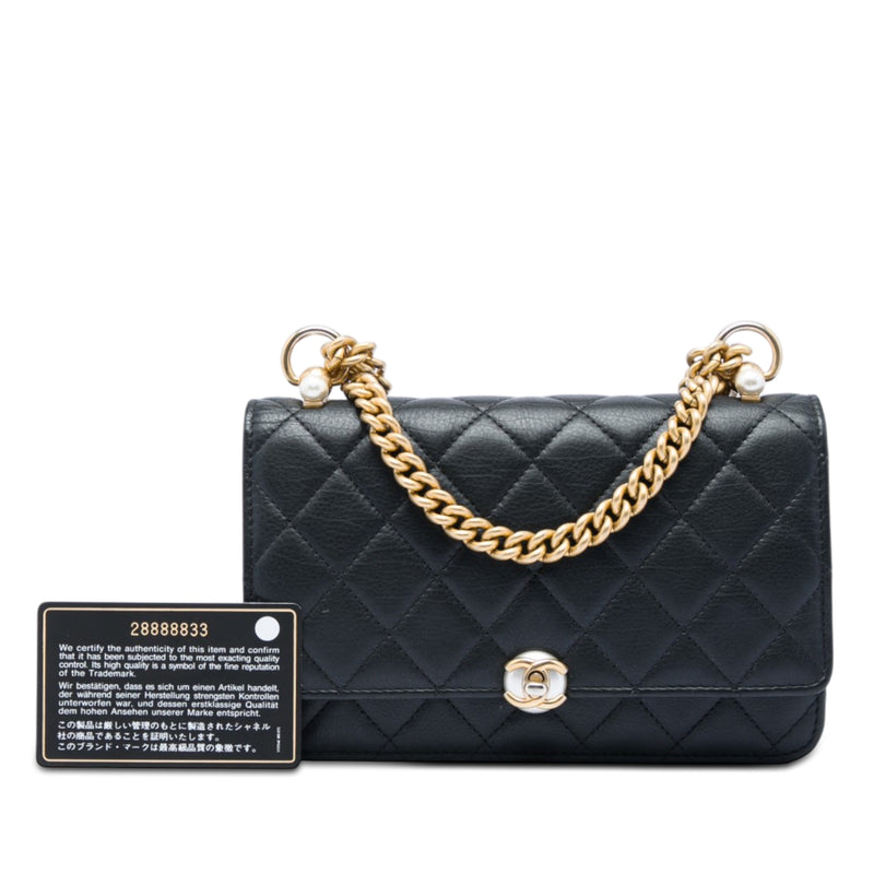 CC Quilted Lambskin Pearl Wallet on Chain - Image 7