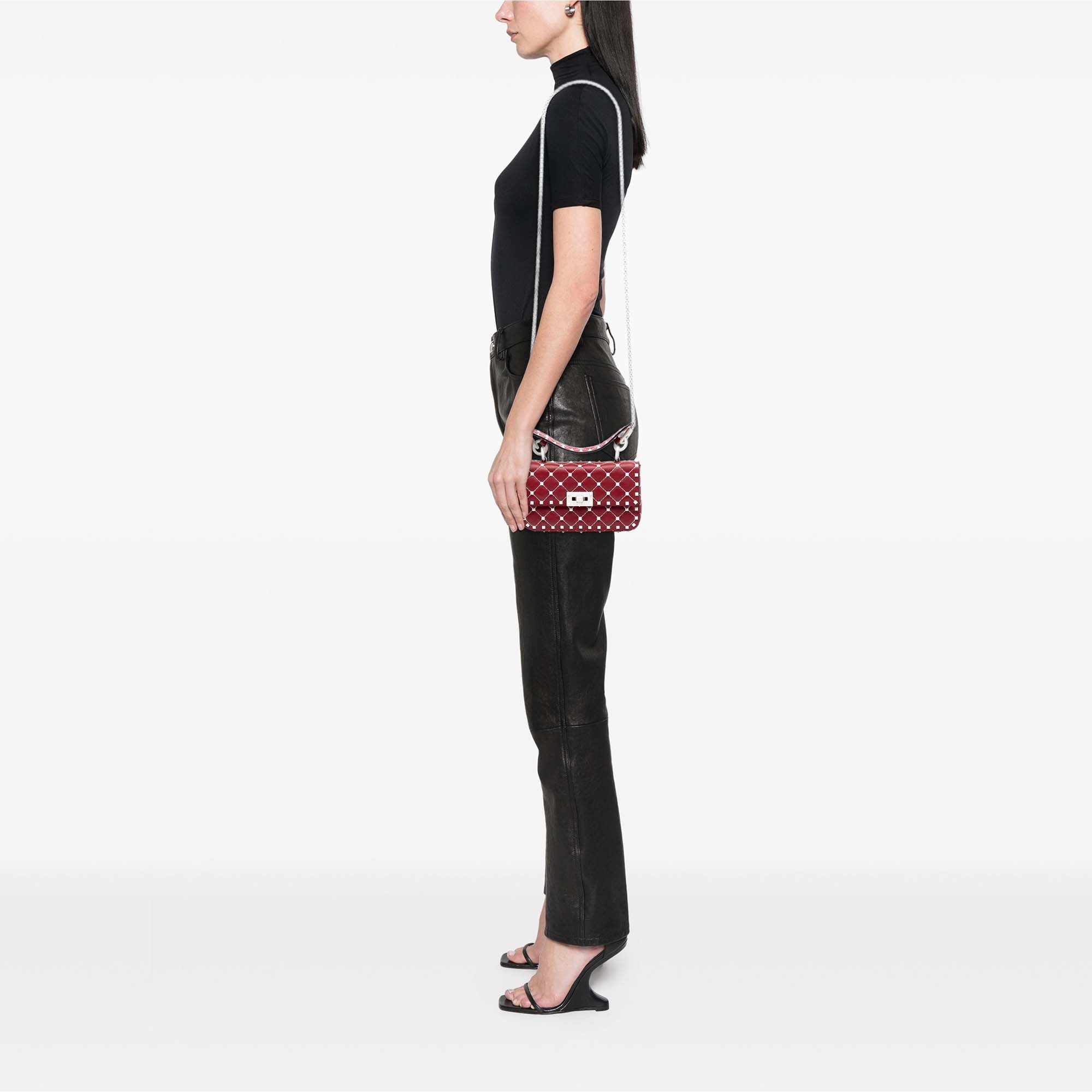 Small Lambskin Free Rockstud Spike Satchel - Image 7