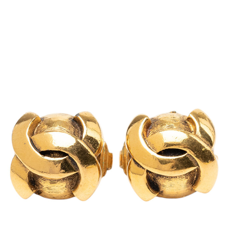 CC Gold Plated Round Clip On Earrings