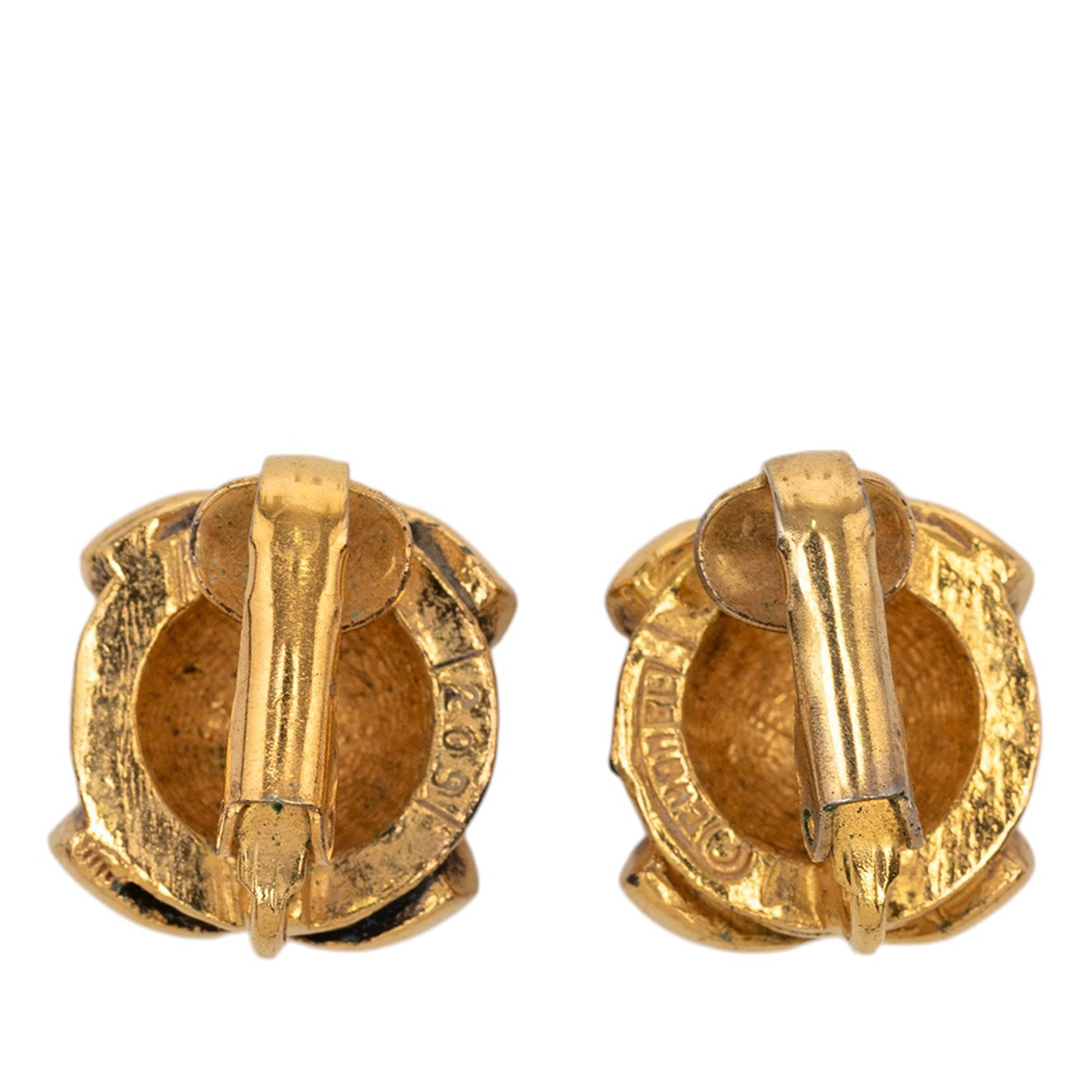 CC Gold Plated Round Clip On Earrings - Image 2