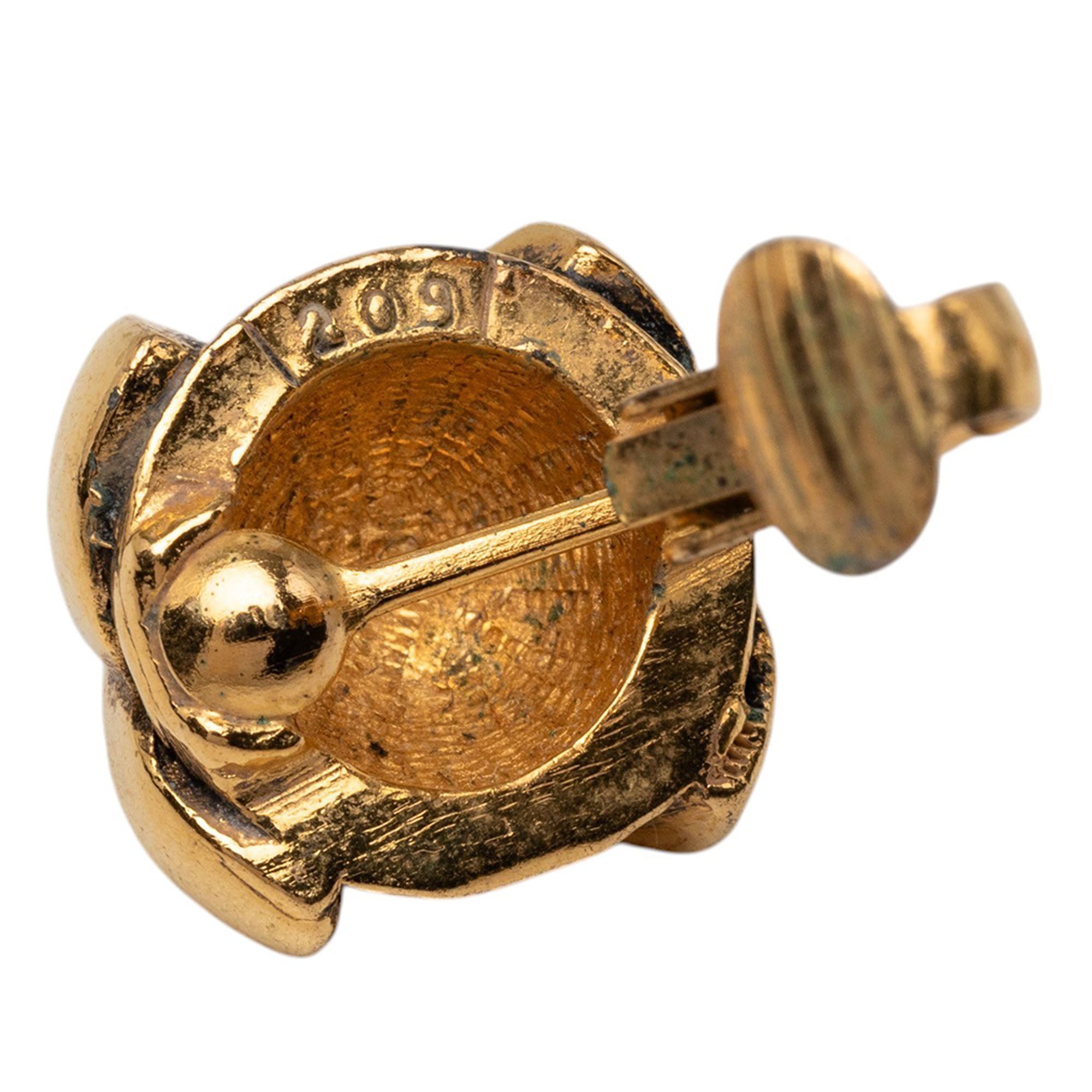 CC Gold Plated Round Clip On Earrings - Image 3