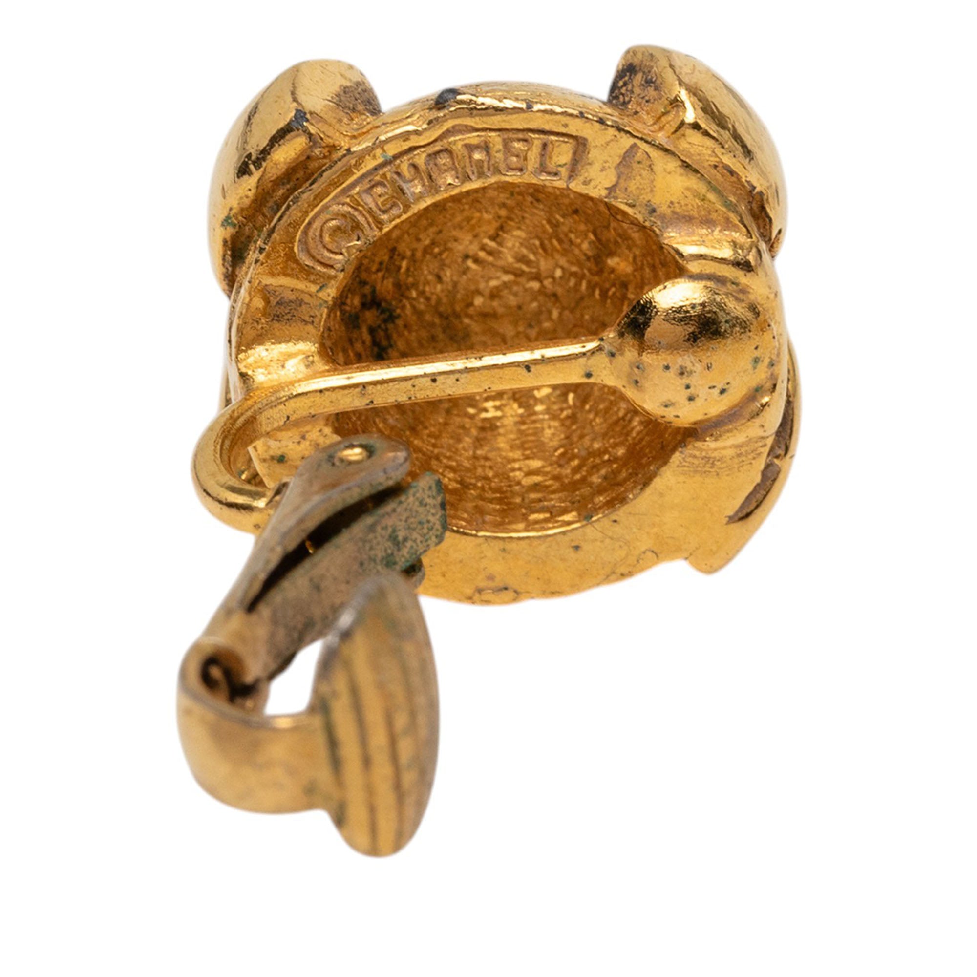 CC Gold Plated Round Clip On Earrings - Image 4