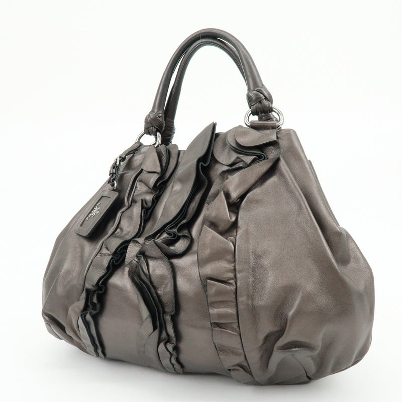 Prada Ruffle Hobo Nappa Leather Brown
