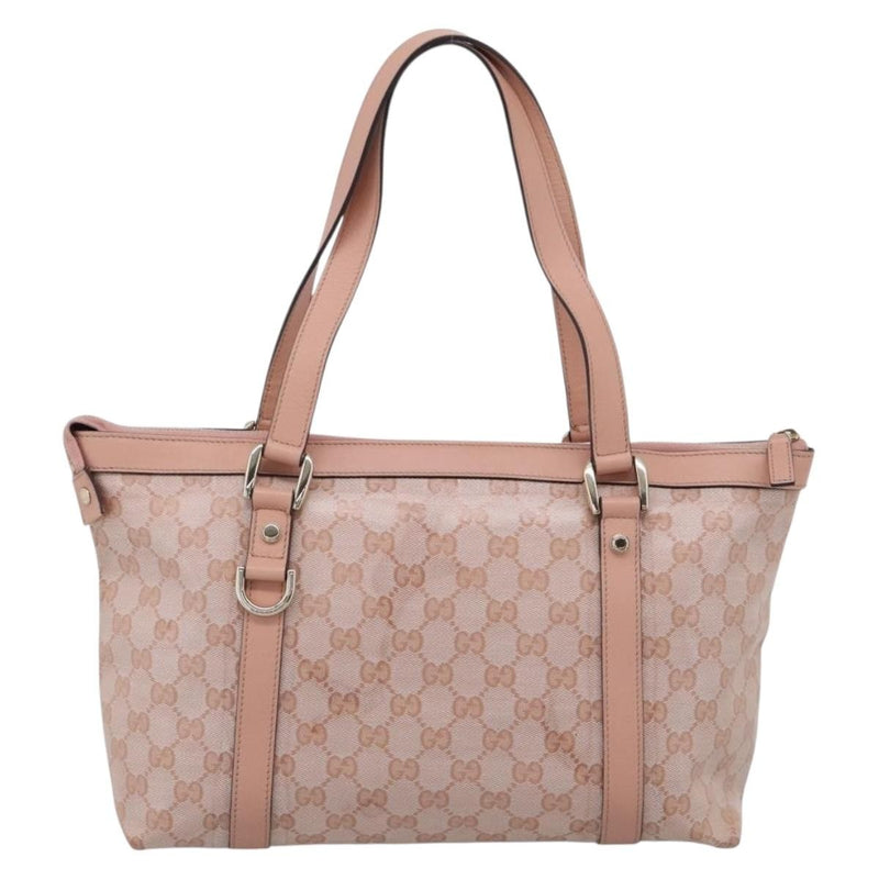 Gucci Abbey Zip Tote Gg Canvas And Leather Pink