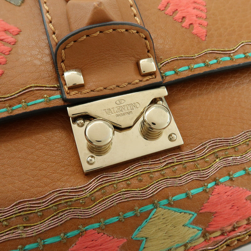Valentino Garavani Glam Lock Leather Brown Bag