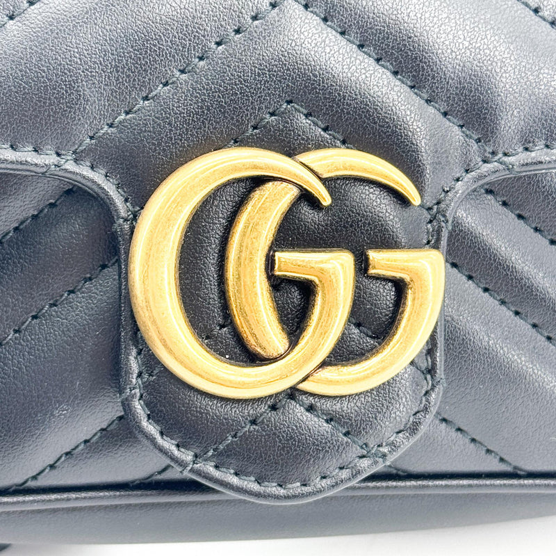 Gucci Gg Marmont Flap Matelasse Leather Black Bag