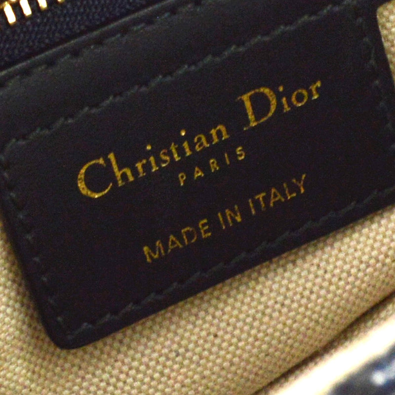 Christian Dior Saddle Handbag With Strap Oblique Canvas Navy Bag