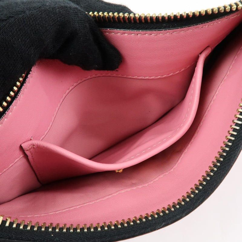 Miu Miu Logo Chain Clutch Shearling Pink Leather