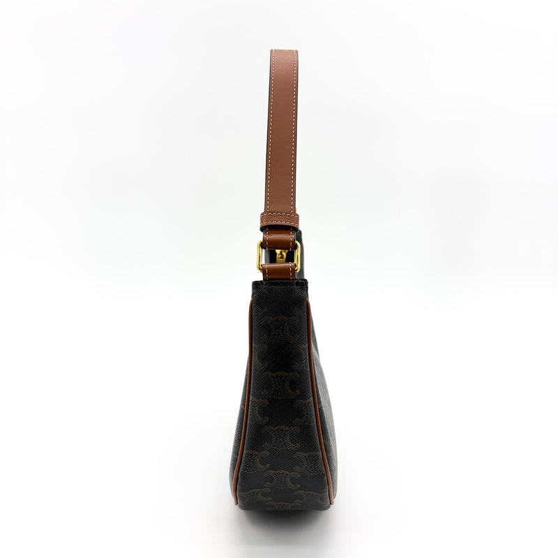 Celine Ava Triomphe Coated Canvas Brown Bag