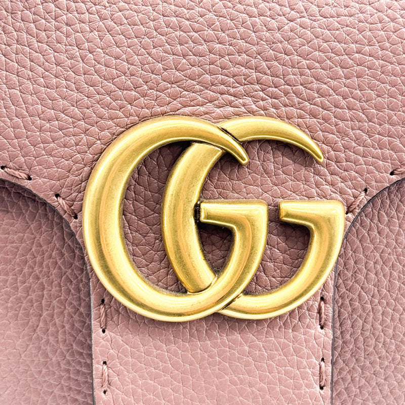 Gucci Gg Marmont Top Handle Leather Pink Bag