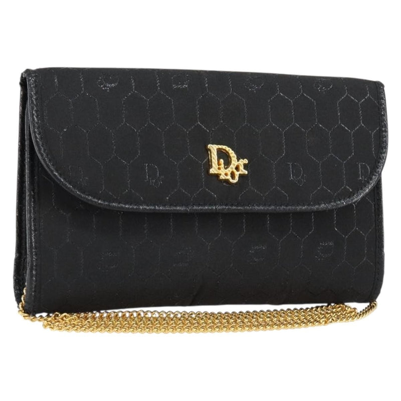 Christian Dior Vintage Honeycomb Canvas Black Bag
