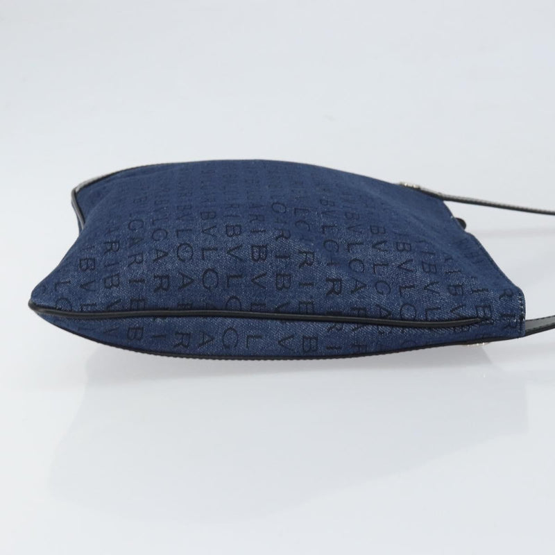 Bvlgari Logomania Canvas With Leather Blue Bag