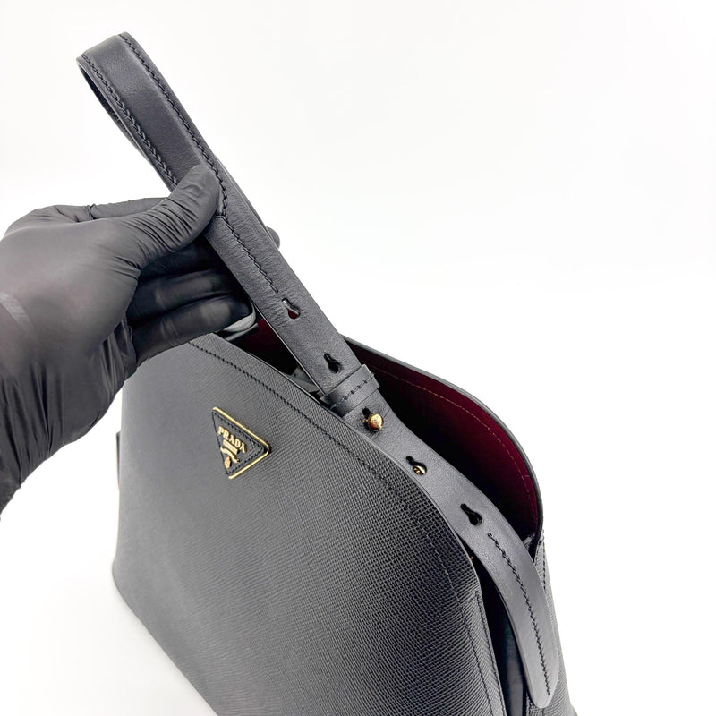 Prada Matinee Top Handle Saffiano Leather Black Bag
