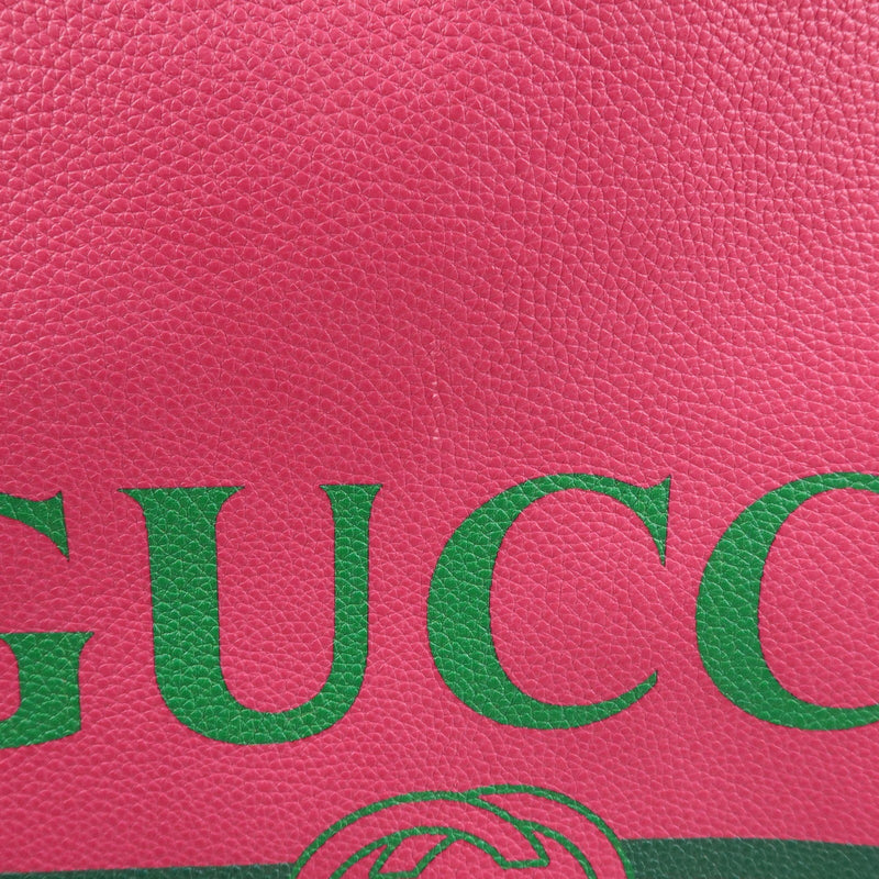 Gucci Logo Drawstring Printed Leather Pink Bag