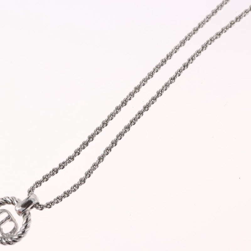 Christian Dior Vintage Circle Pendant Metal Silver Bijoux