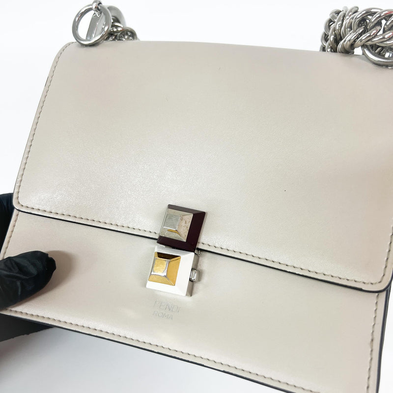 Fendi Kan I Leather Ecru Bag