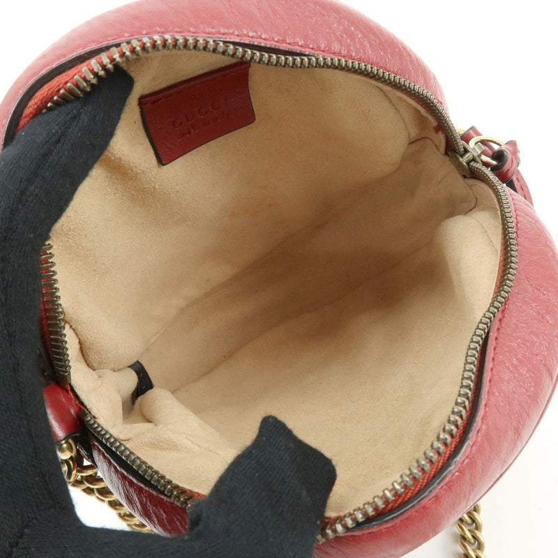 Gucci Gg Marmont Round Matelasse Leather Red Bag