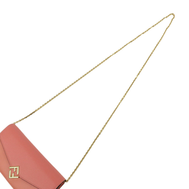 Fendi Ff Diamonds Continental Chain Leather Pink Bag