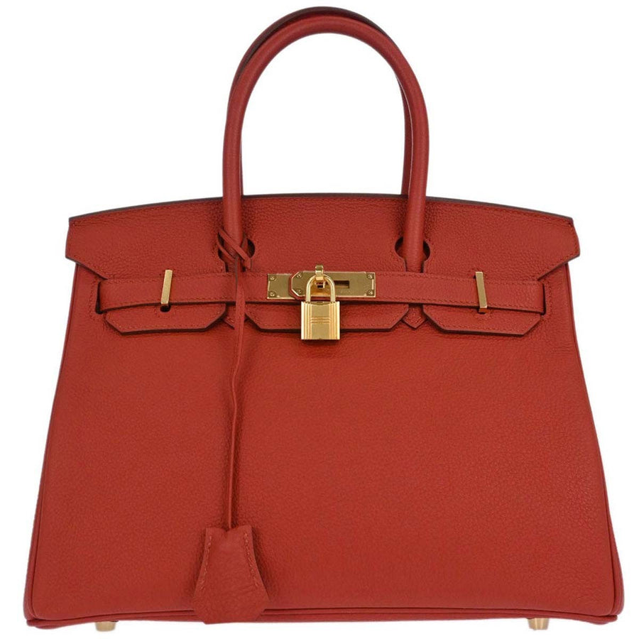 Hermes Birkin Red Togo With Gold Hardware Leather Bag