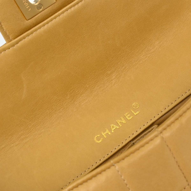 Chanel Chocolate Bar Flap Quilted Lambskin Beige Leather Bag
