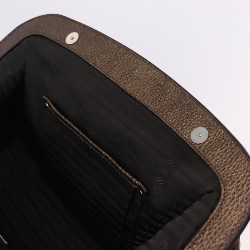 Prada Belted Frame Satchel Metallic Leather Gold