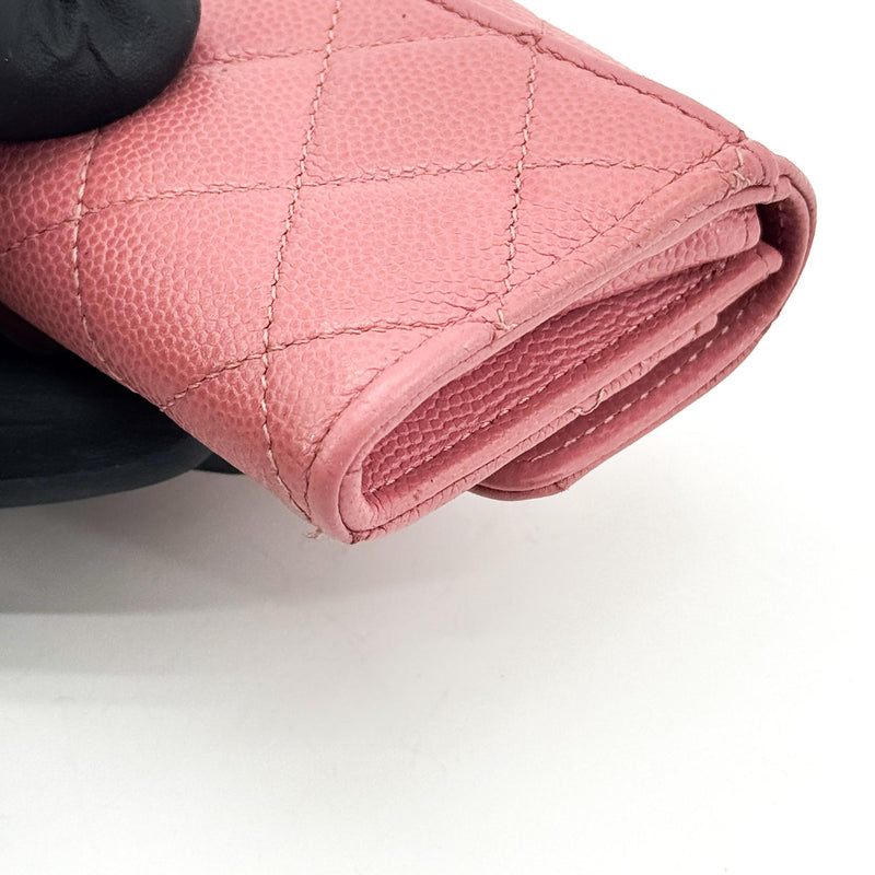 Chanel Classic Flap Card Case Quilted Caviar Pink Leather Accessory
