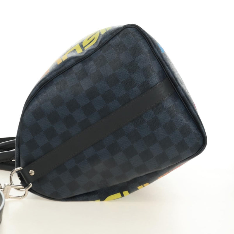 Louis Vuitton Keepall Bandouliere Limited Edition Damier Cobalt Jungle Blue Canvas Bag